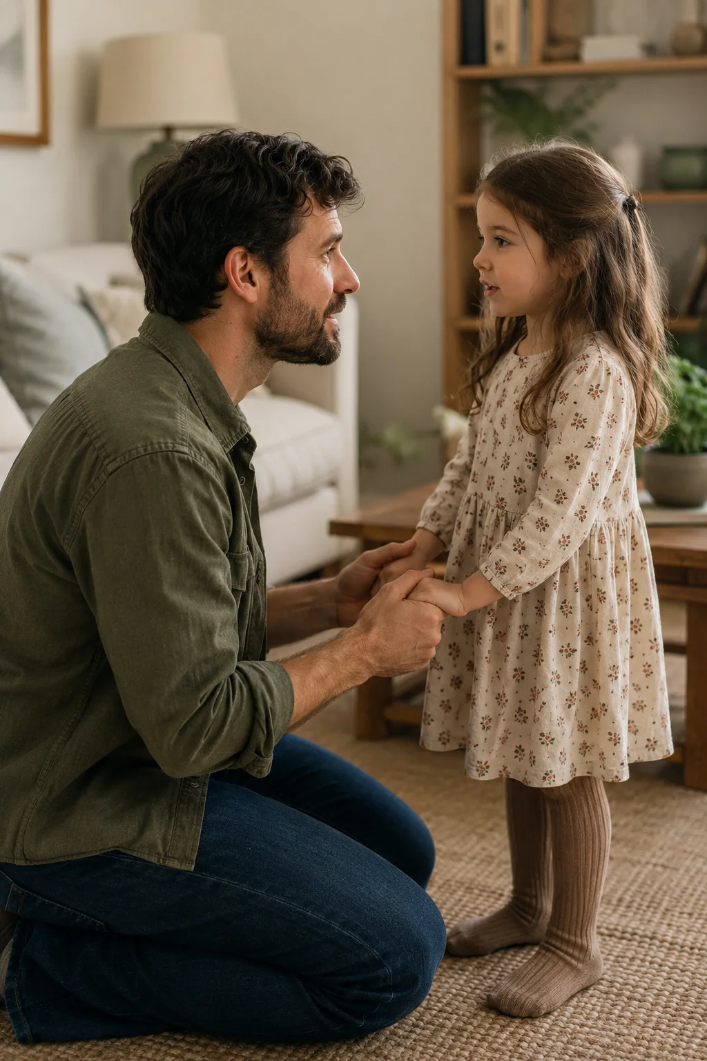A child laughing during an in-home therapy session